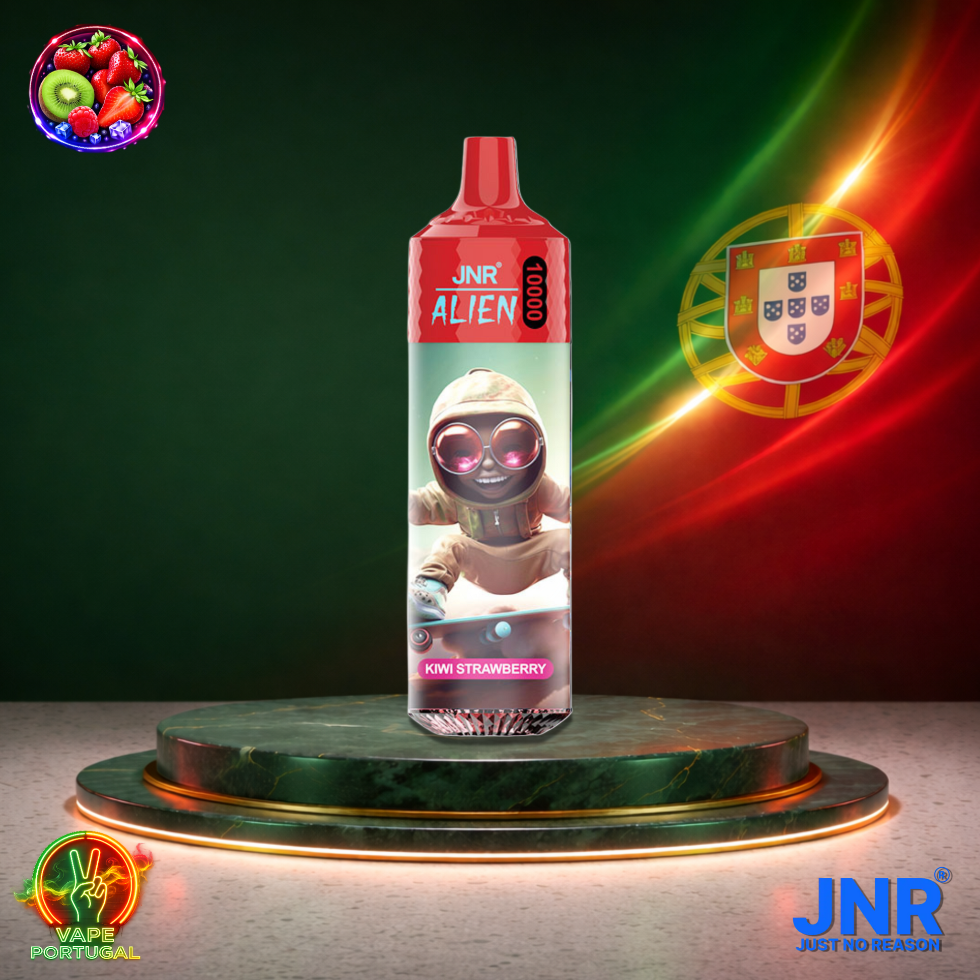 Vape descartável JNR Alien 10K sabor Kiwi Strawberry 10000 puffs 10K tragadas mais barato