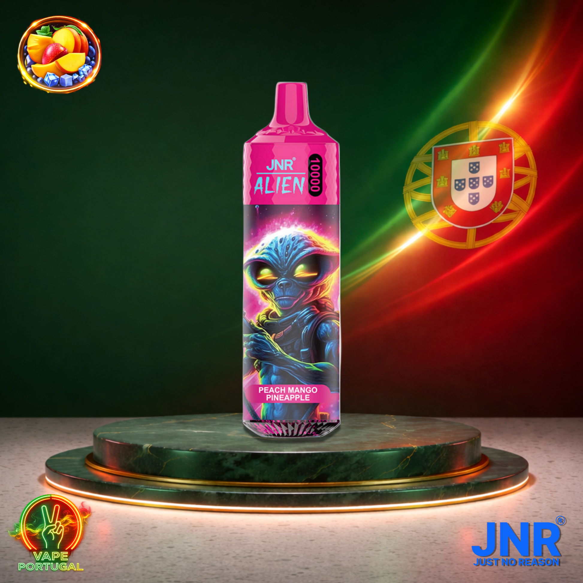 Vape descartável JNR Alien 10K sabor Peach Mango Pineapple 10000 puffs 10K tragadas mais barato