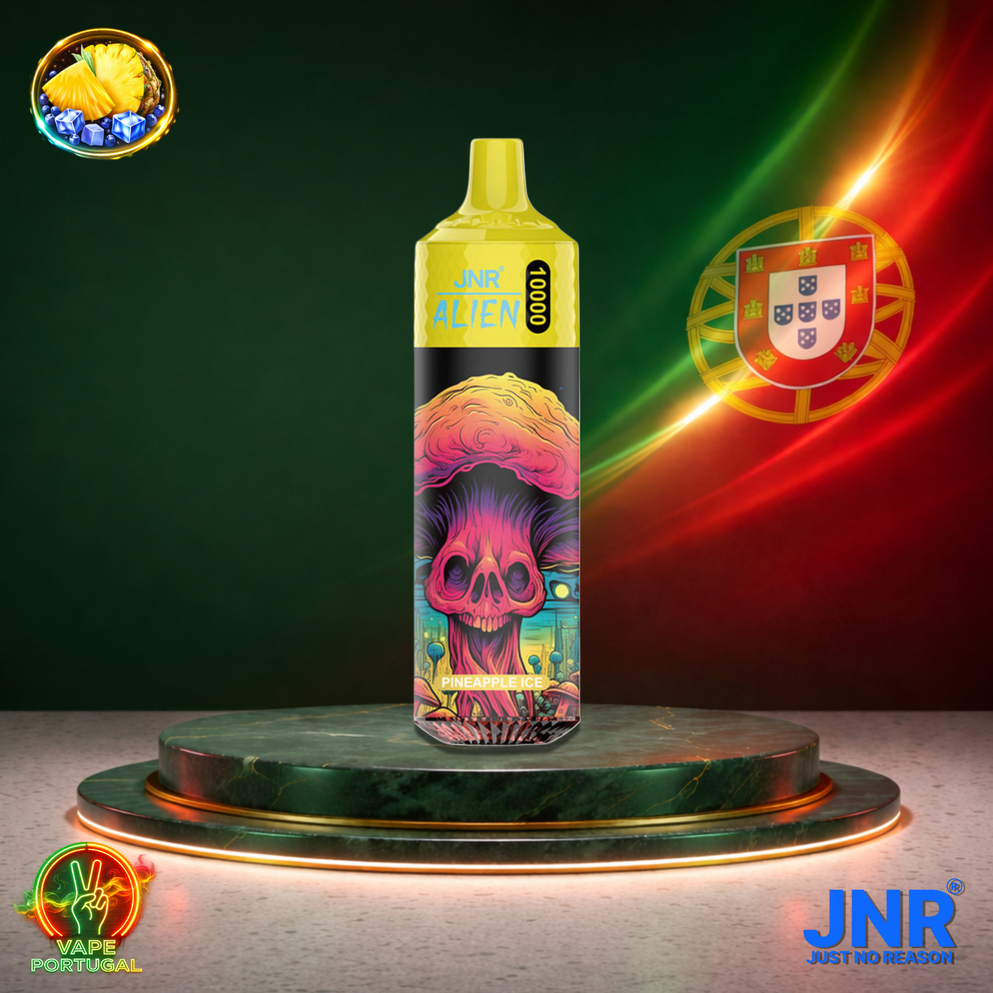 Vape descartável JNR Alien 10K sabor Pineapple Ice 10000 puffs 10K tragadas mais barato