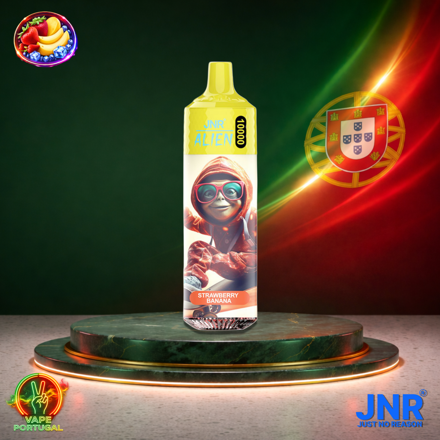 Vape descartável JNR Alien 10K sabor Strawberry Banana 10000 puffs 10K tragadas mais barato