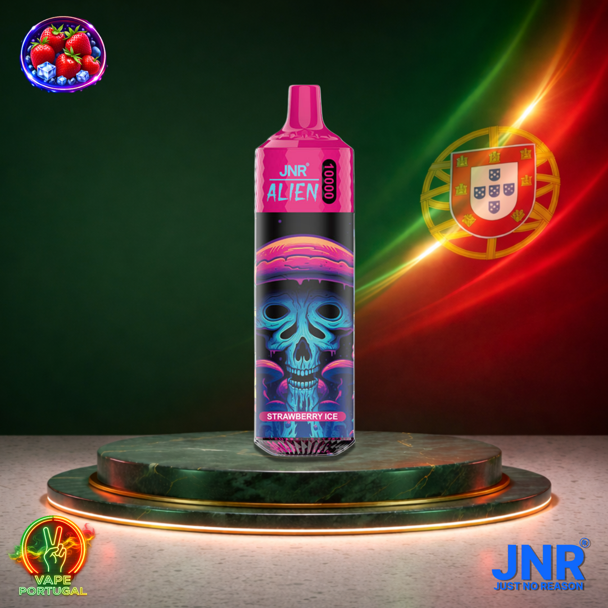 Vape descartável JNR Alien 10K sabor Strawberry Ice 10000 puffs 10K tragadas mais barato