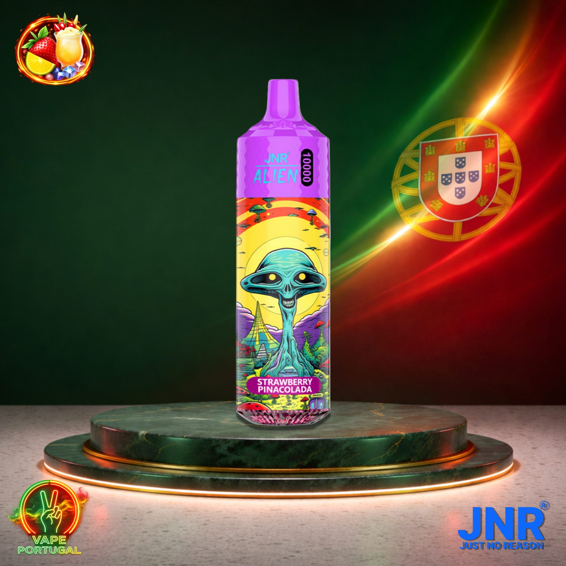 Vape descartável JNR Alien 10K sabor Strawberry Pinacolada 10000 puffs 10K tragadas mais barato