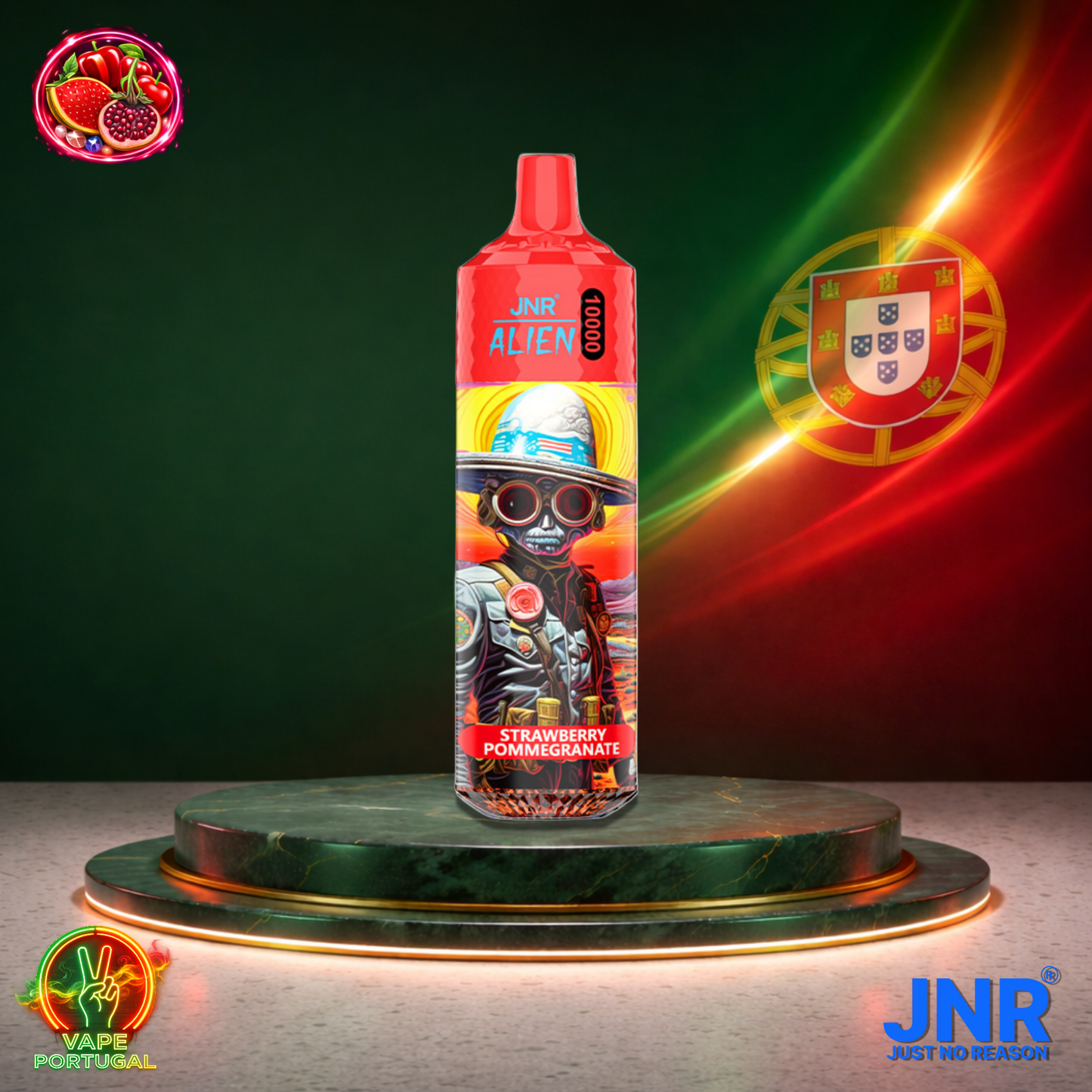 Vape descartável JNR Alien 10K sabor Strawberry Pomegranate 10000 puffs 10K tragadas mais barato