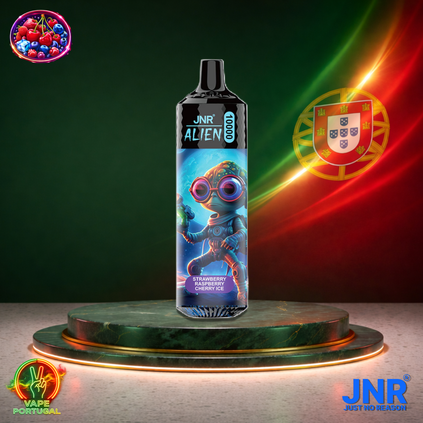 Vape descartável JNR Alien 10K sabor Strawberry Raspberry Cherry Ice 10000 puffs 10K tragadas mais barato