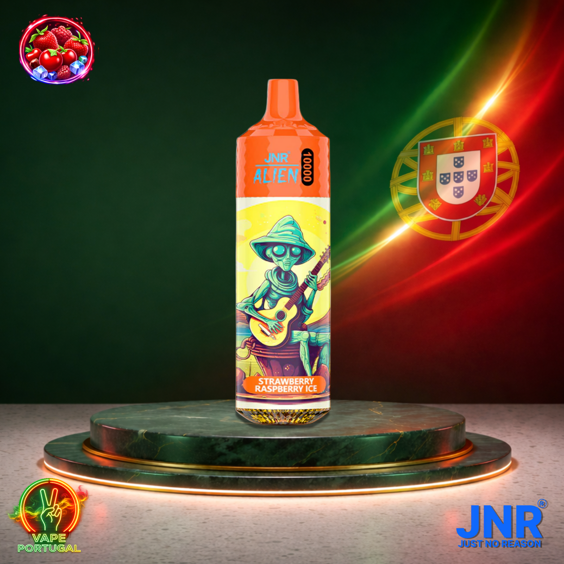 Vape descartável JNR Alien 10K sabor Strawberry Raspberry Ice 10000 puffs 10K tragadas mais barato