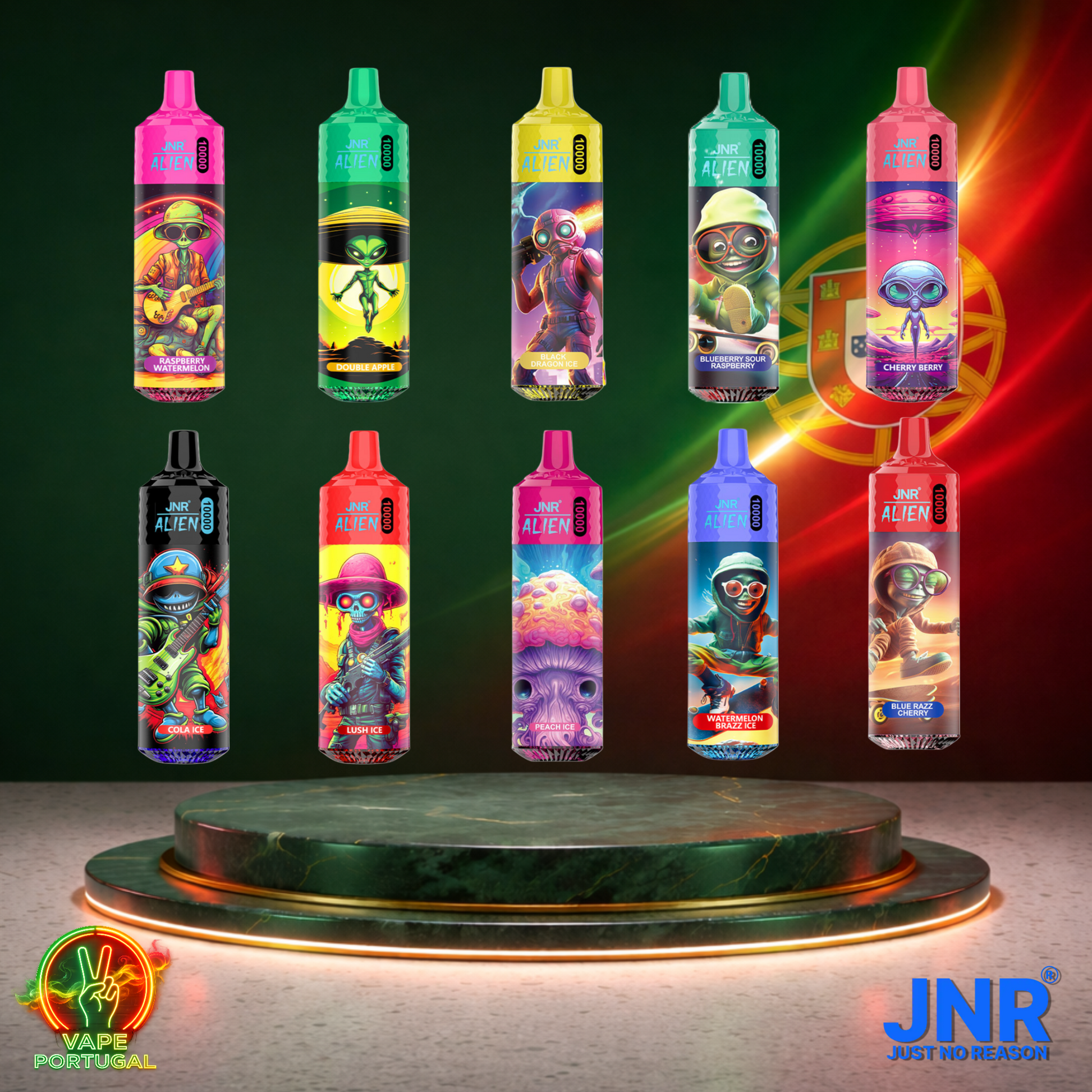 Vape descartável JNR Alien 10K vários sabores 10000 puffs 10K tragadas em caixa mais barato