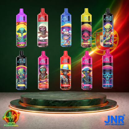 Vape descartável JNR Alien 10K vários sabores 10000 puffs 10K tragadas vista frontal mais barato