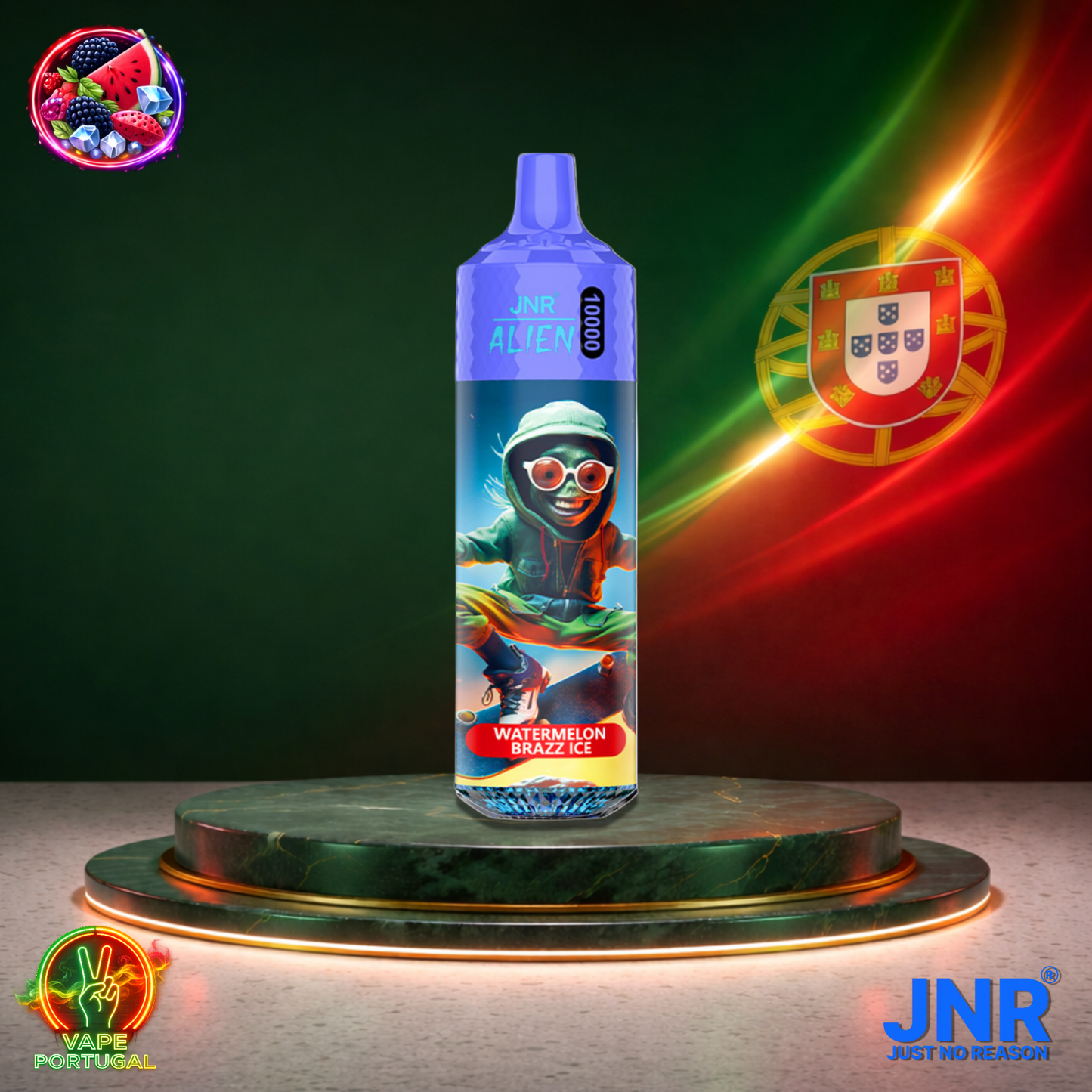 Vape descartável JNR Alien 10K sabor Watermelon Brazz Ice 10000 puffs 10K tragadas mais barato