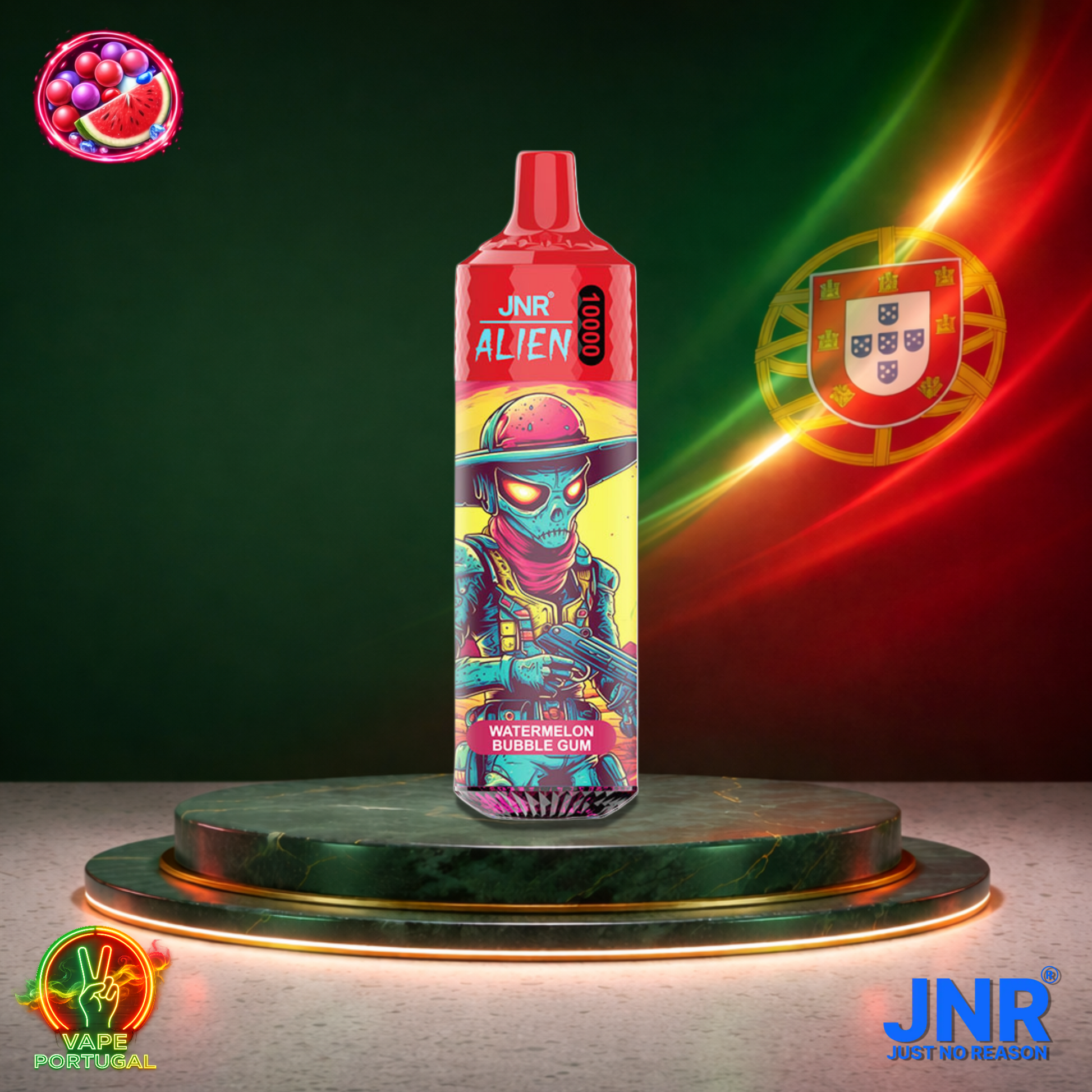 Vape descartável JNR Alien 10K sabor Watermelon Bubblegum 10000 puffs 10K tragadas mais barato