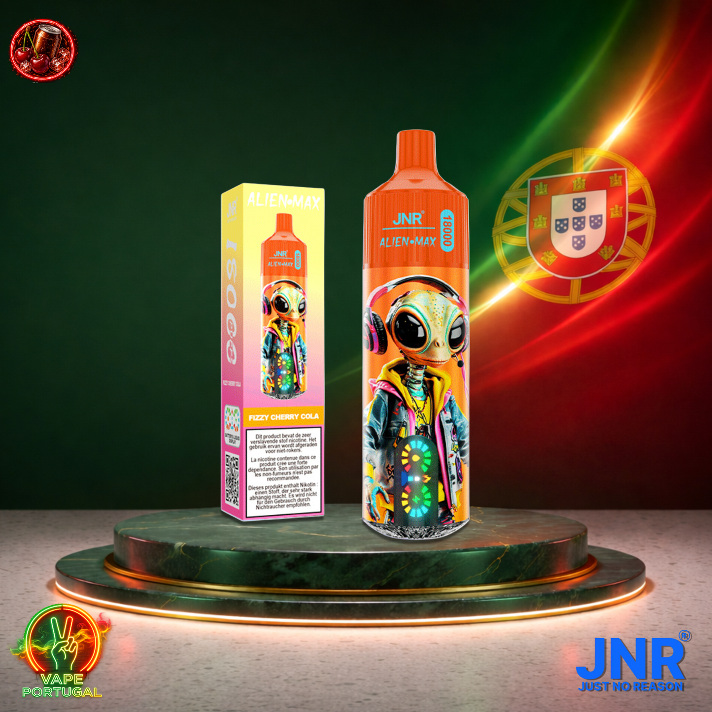 Vape descartável JNR Alien Max 18K sabor Fizzy Cherry Cola 18000 puffs 18K tragadas mais barato