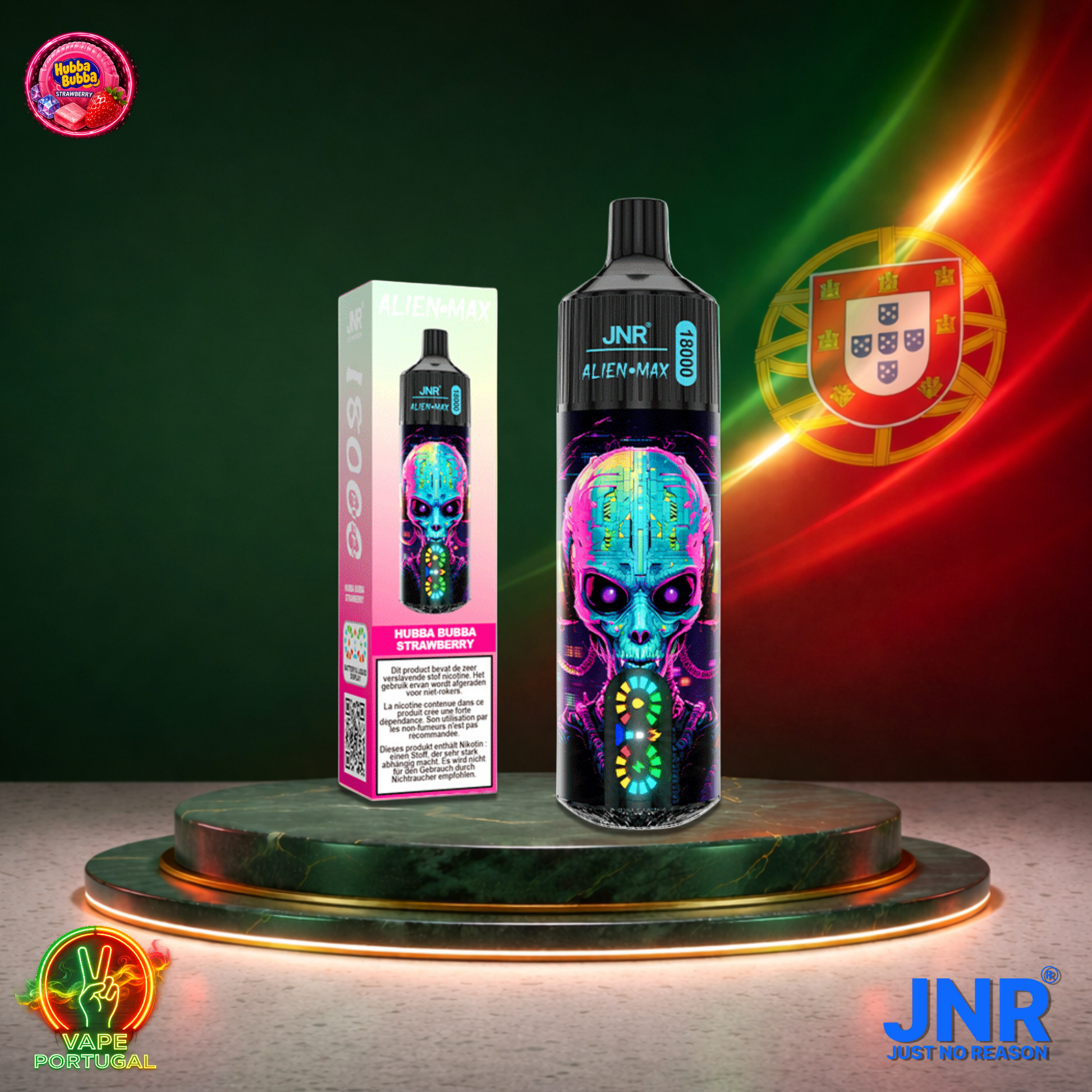 Vape descartável JNR Alien Max 18K sabor Hubba Bubba Strawberry 18000 puffs 18K tragadas mais barato