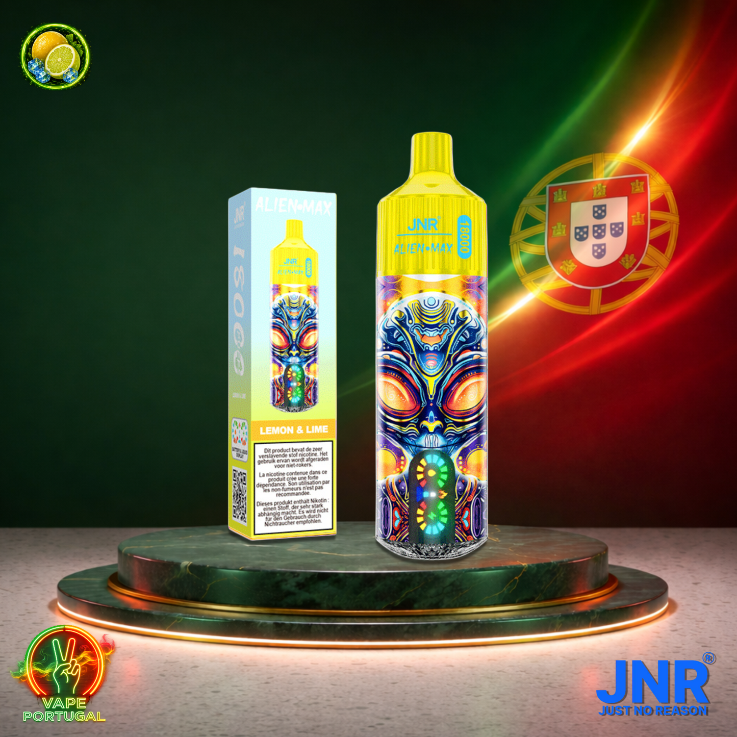 Vape descartável JNR Alien Max 18K sabor Lemon Lime 18000 puffs 18K tragadas mais barato