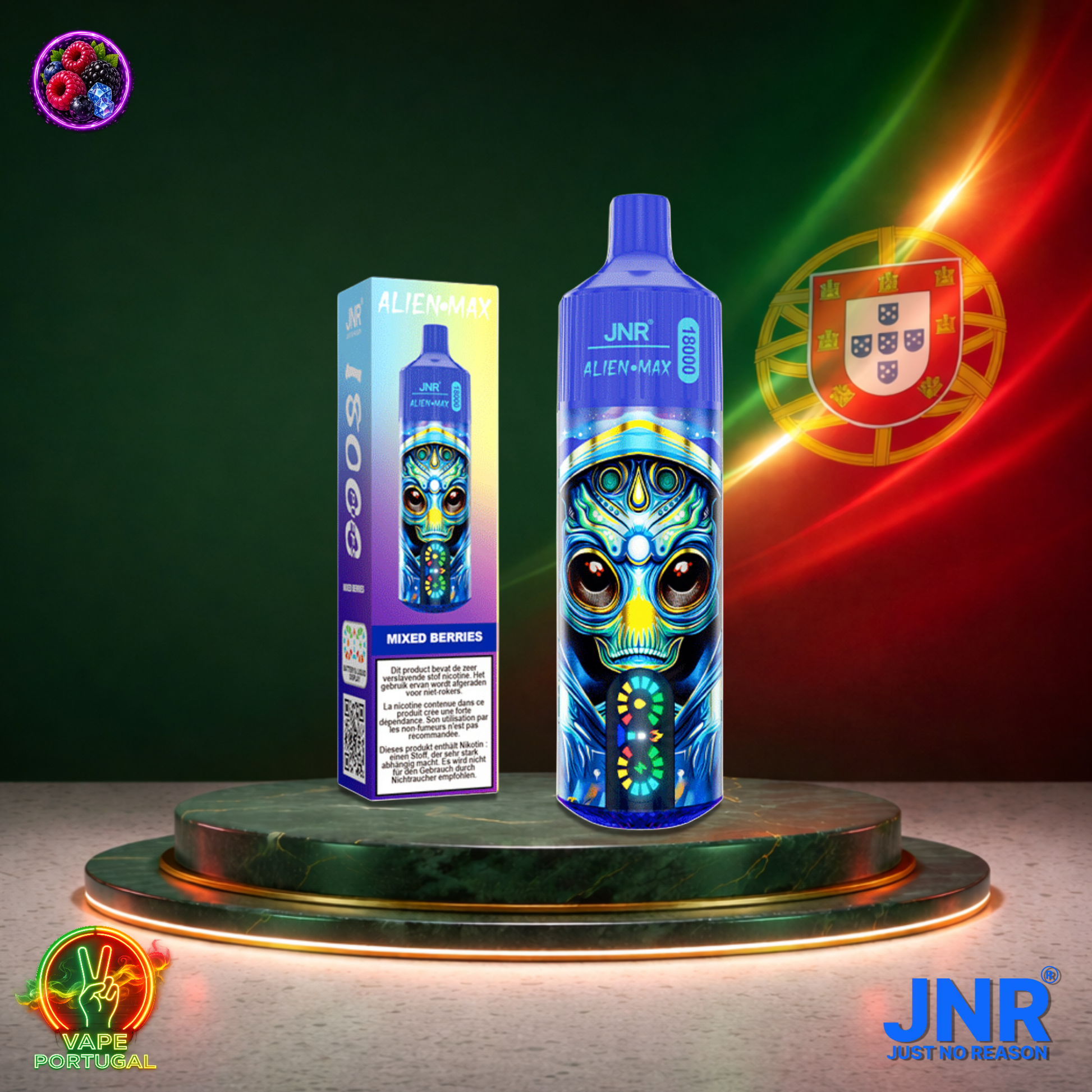 Vape descartável JNR Alien Max 18K sabor Mixed Berries 18000 puffs 18K tragadas mais barato