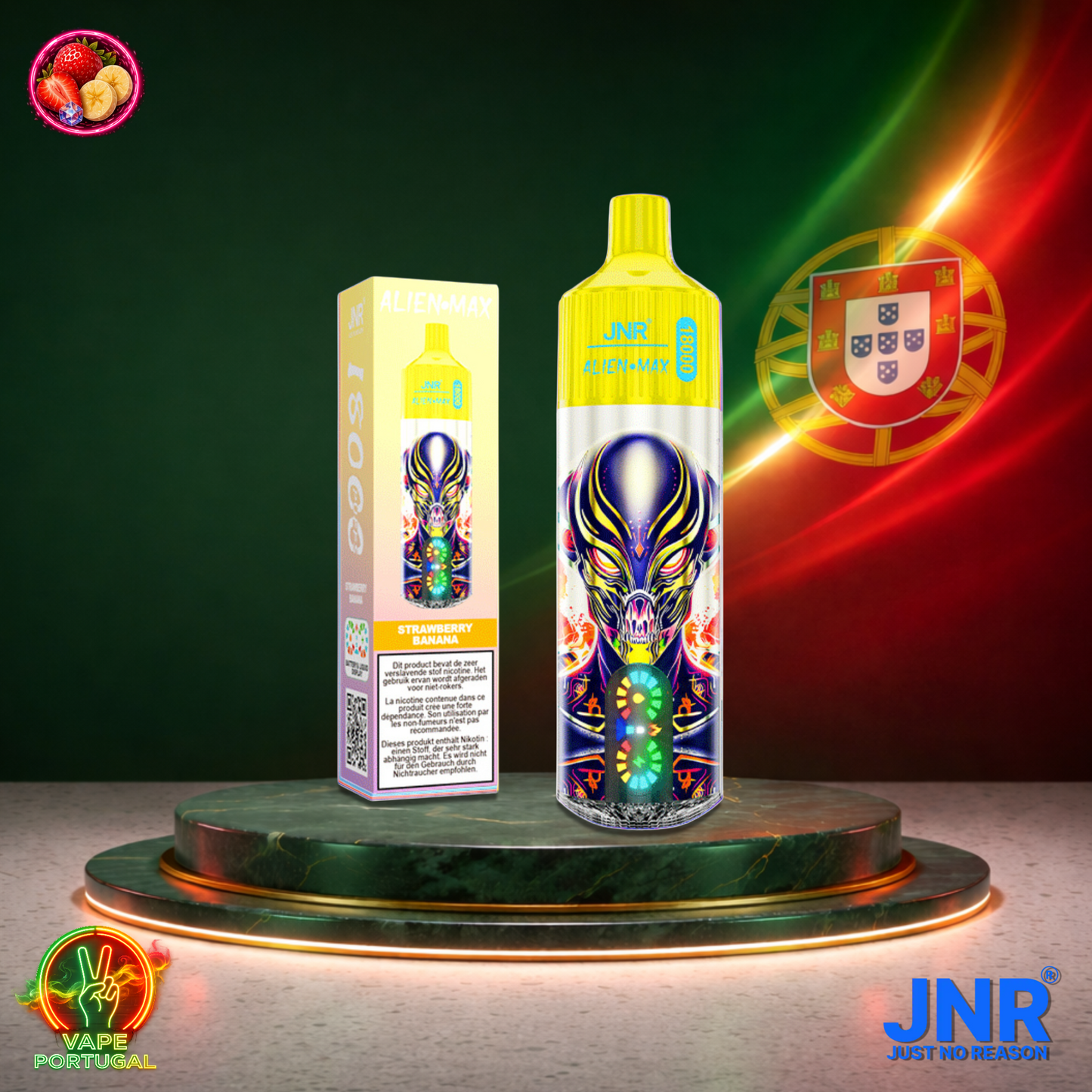 Vape descartável JNR Alien Max 18K sabor Strawberry Banana 18000 puffs 18K tragadas mais barato