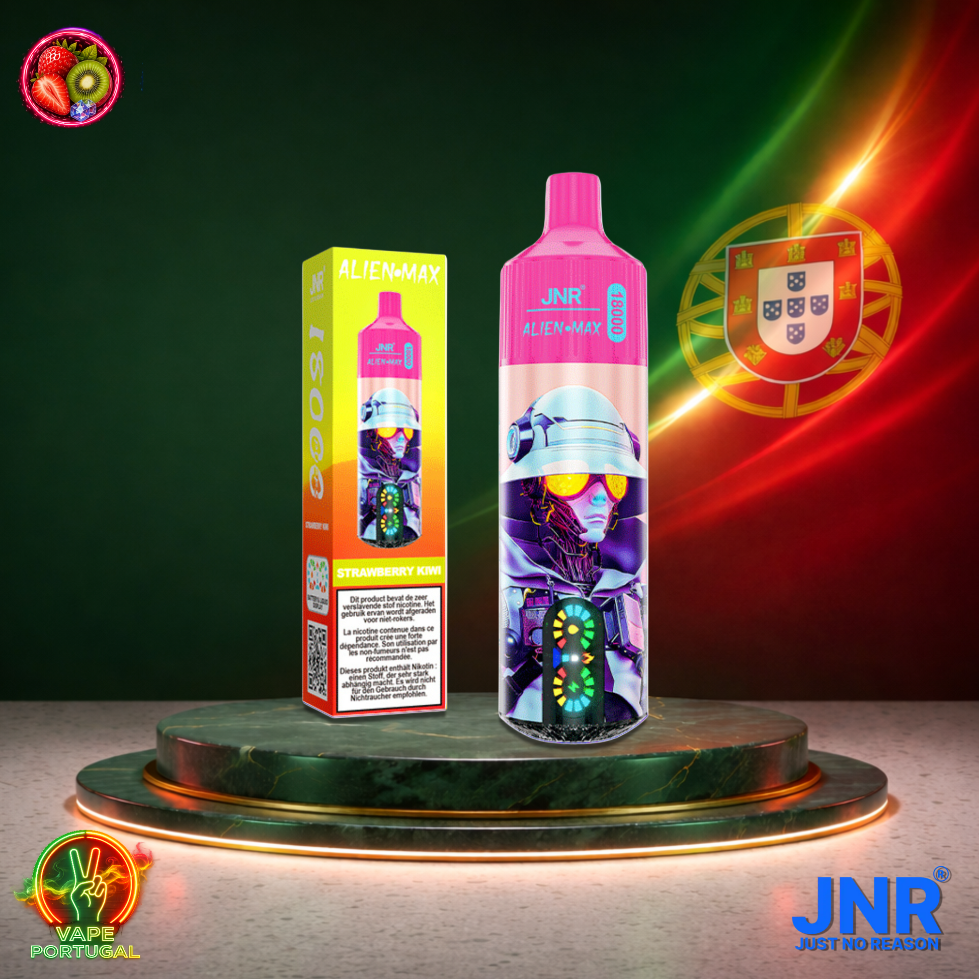 Vape descartável JNR Alien Max 18K sabor Strawberry Kiwi 18000 puffs 18K tragadas mais barato
