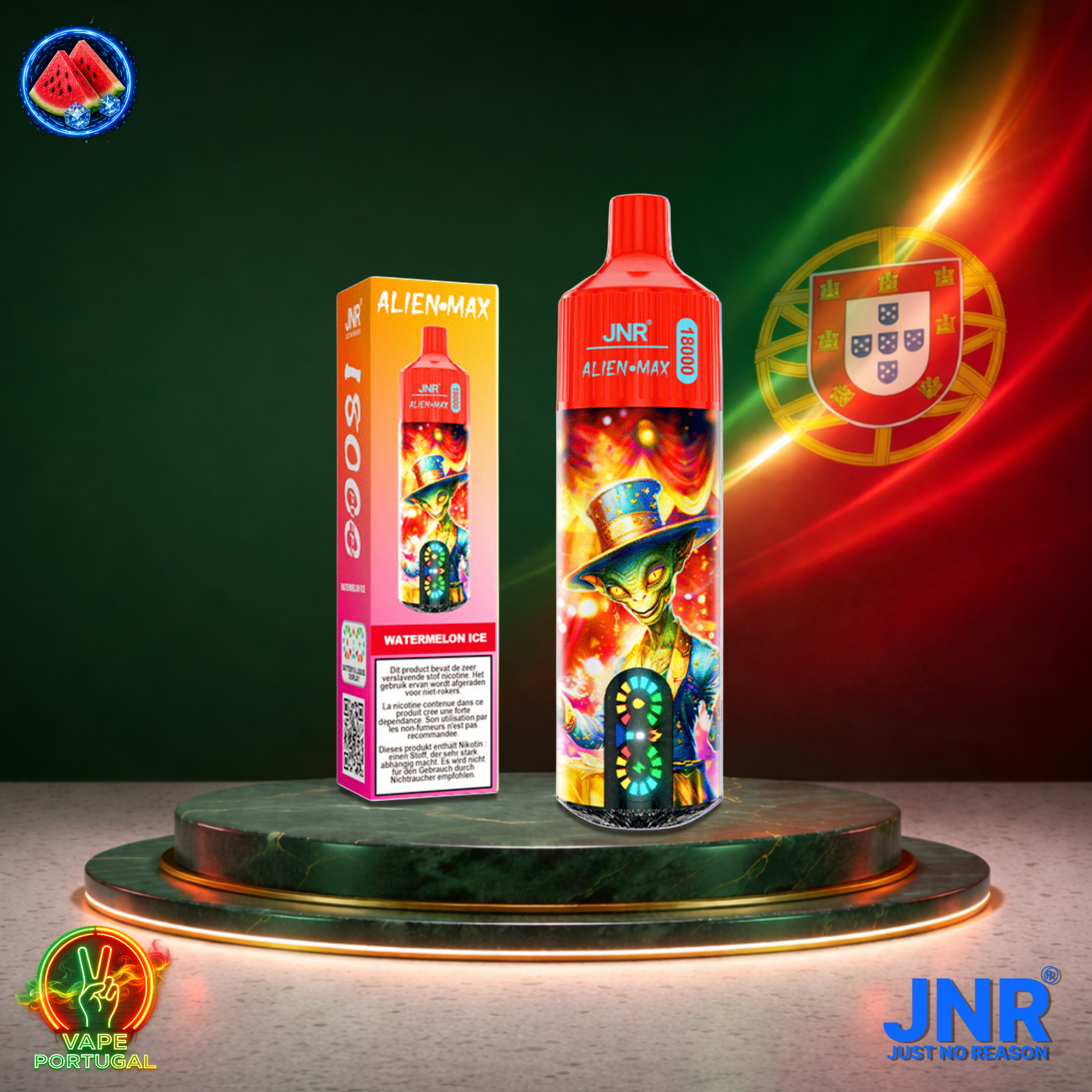 Vape descartável JNR Alien Max 18K sabor Watermelon Ice 18000 puffs 18K tragadas mais barato