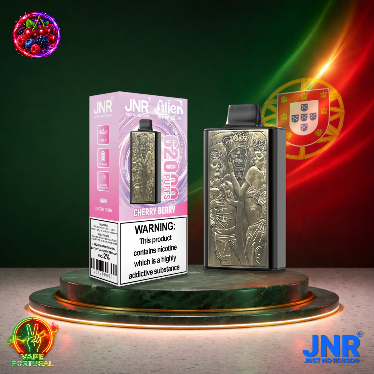 Vape descartável JNR Alien Mega 62K Cherry Berry 62000 puffs comprar em Portugal