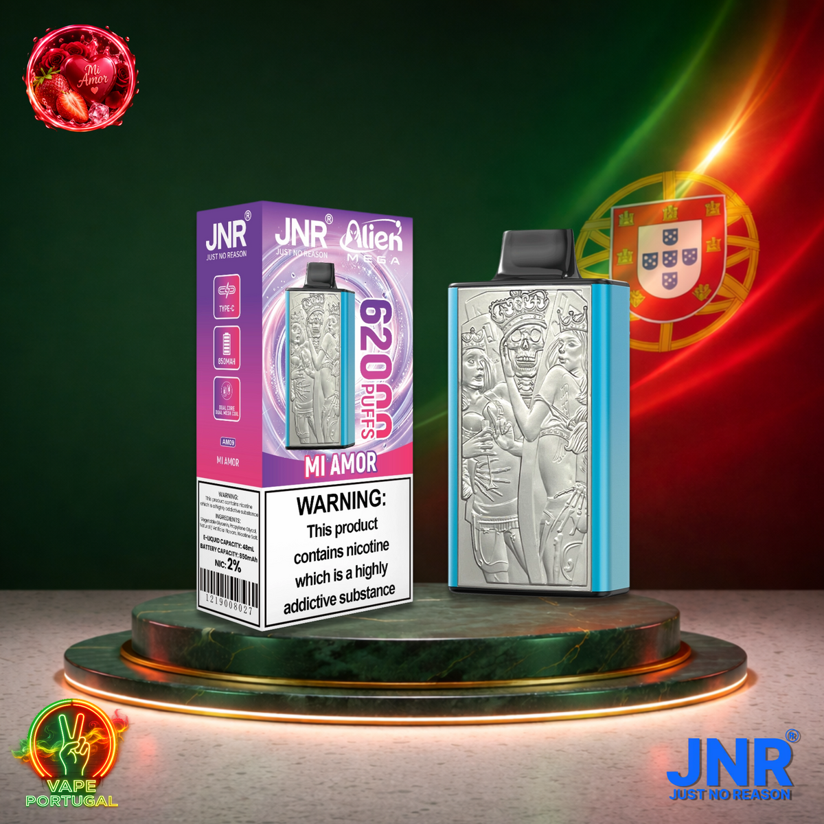 Vape descartável JNR Alien Mega 62K Mi Amor 62000 puffs comprar em Portugal