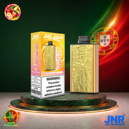 Vape descartável JNR Alien Mega 62K Strawberry Banana 62000 puffs comprar em Portugal