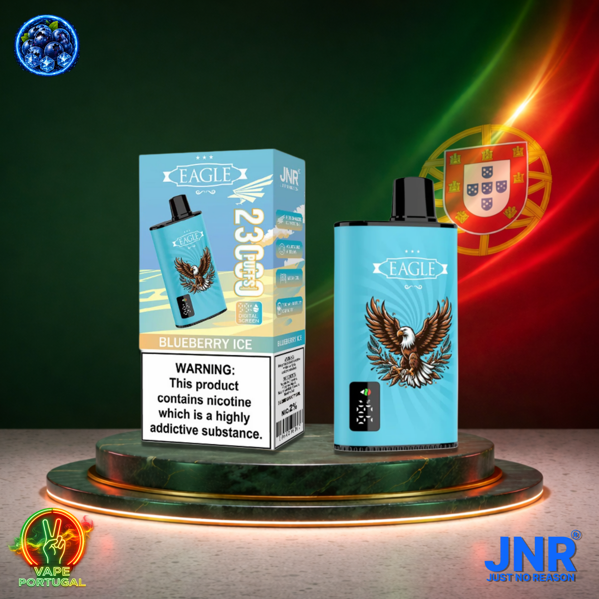 Vape descartável JNR Eagle 23K sabor Blueberry Ice 23000 puffs 23K tragadas mais barato