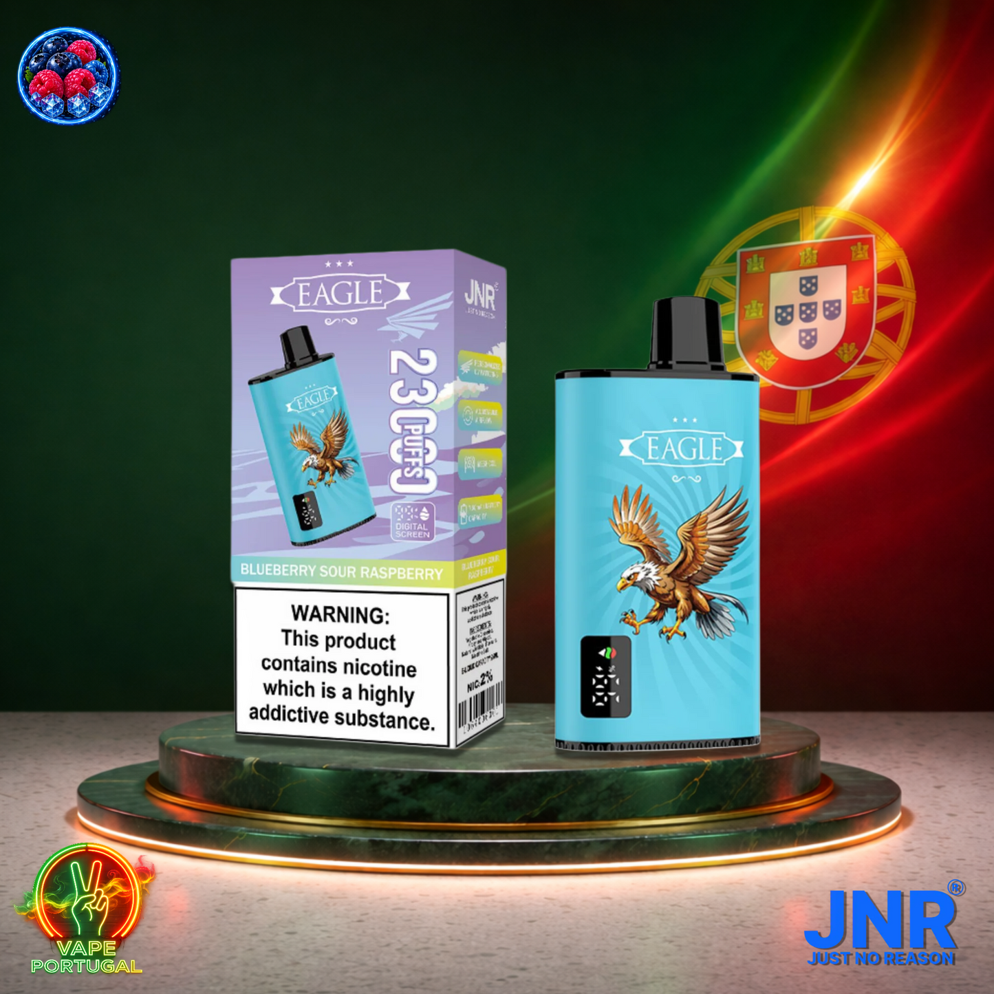 Vape descartável JNR Eagle 23K sabor Blueberry Sour Raspberry 23000 puffs 23K tragadas mais barato