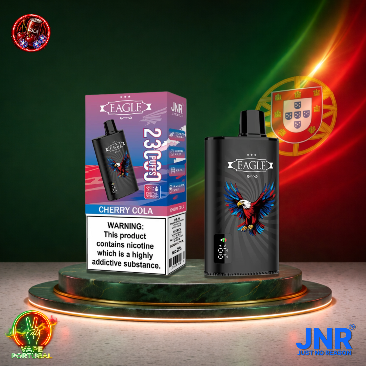 Vape descartável JNR Eagle 23K sabor Cherry Cola 23000 puffs 23K tragadas mais barato