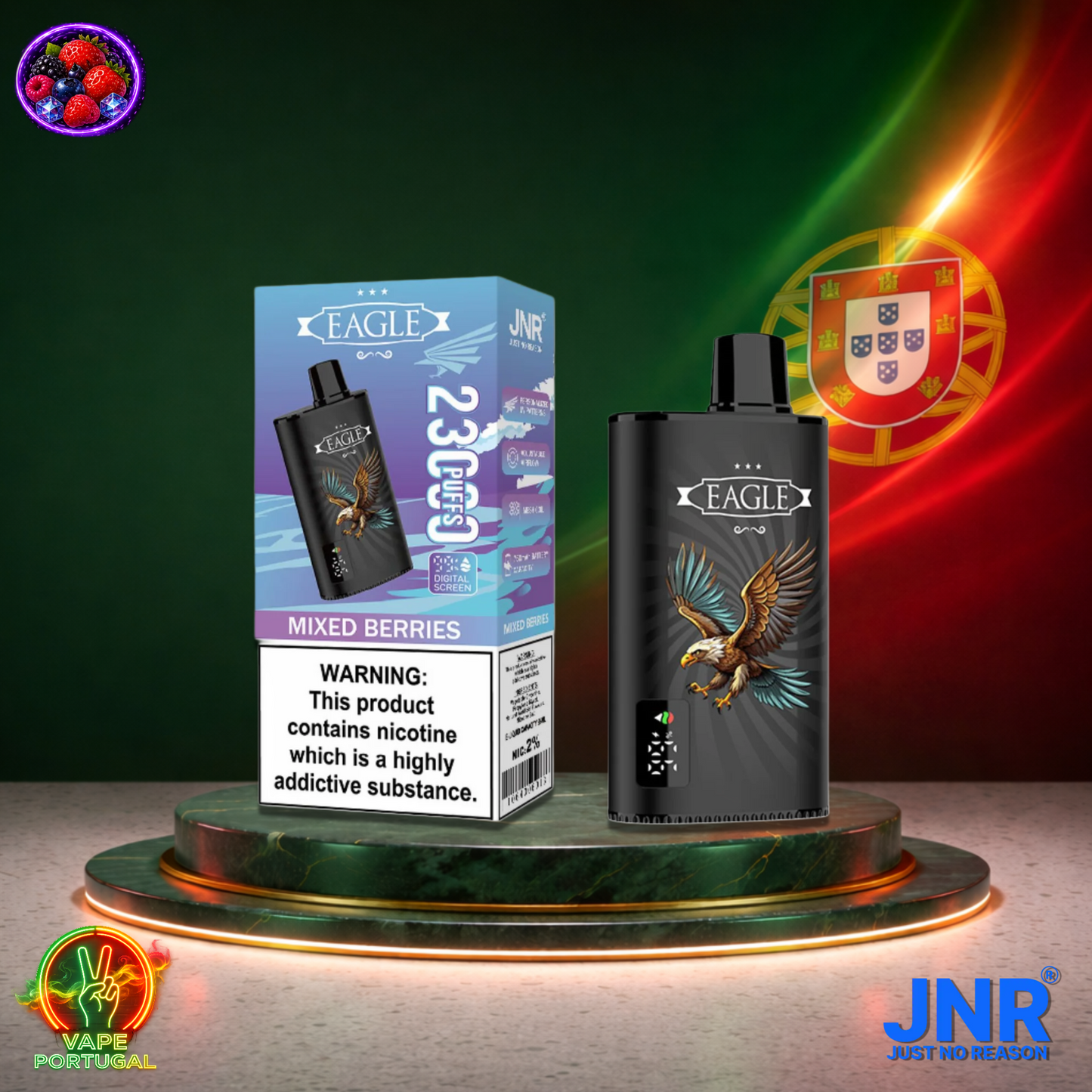 Vape descartável JNR Eagle 23K sabor Mixed Berries 23000 puffs 23K tragadas mais barato