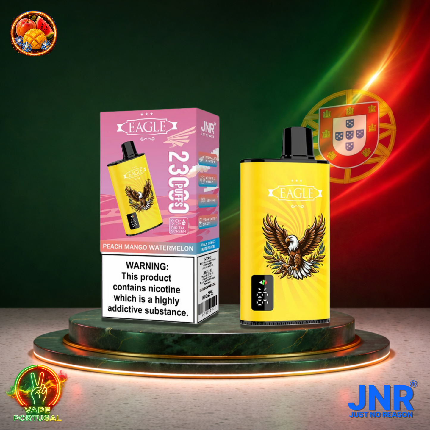 Vape descartável JNR Eagle 23K sabor Peach Mango Watermelon 23000 puffs 23K tragadas mais barato