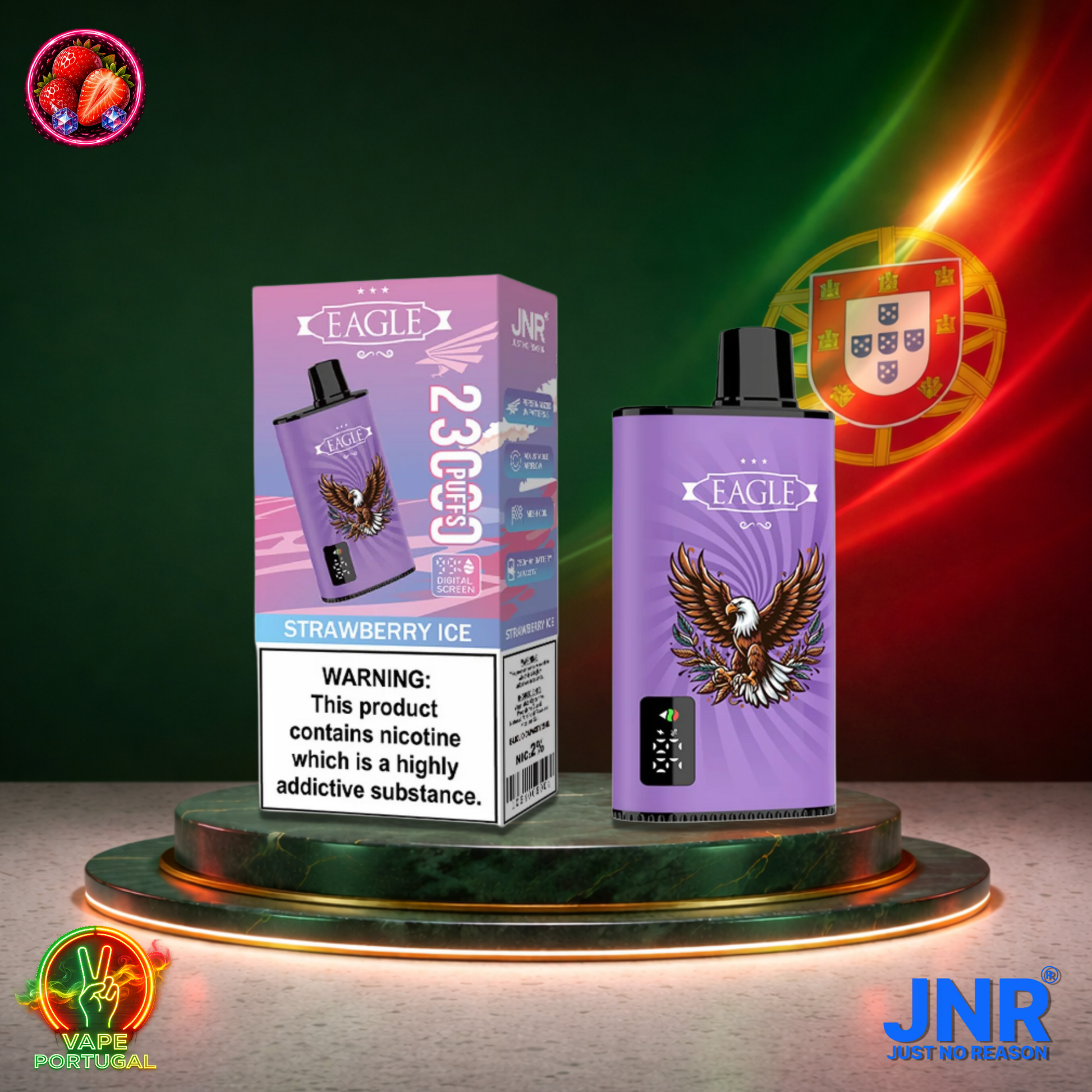 Vape descartável JNR Eagle 23K sabor Strawberry Ice 23000 puffs 23K tragadas mais barato