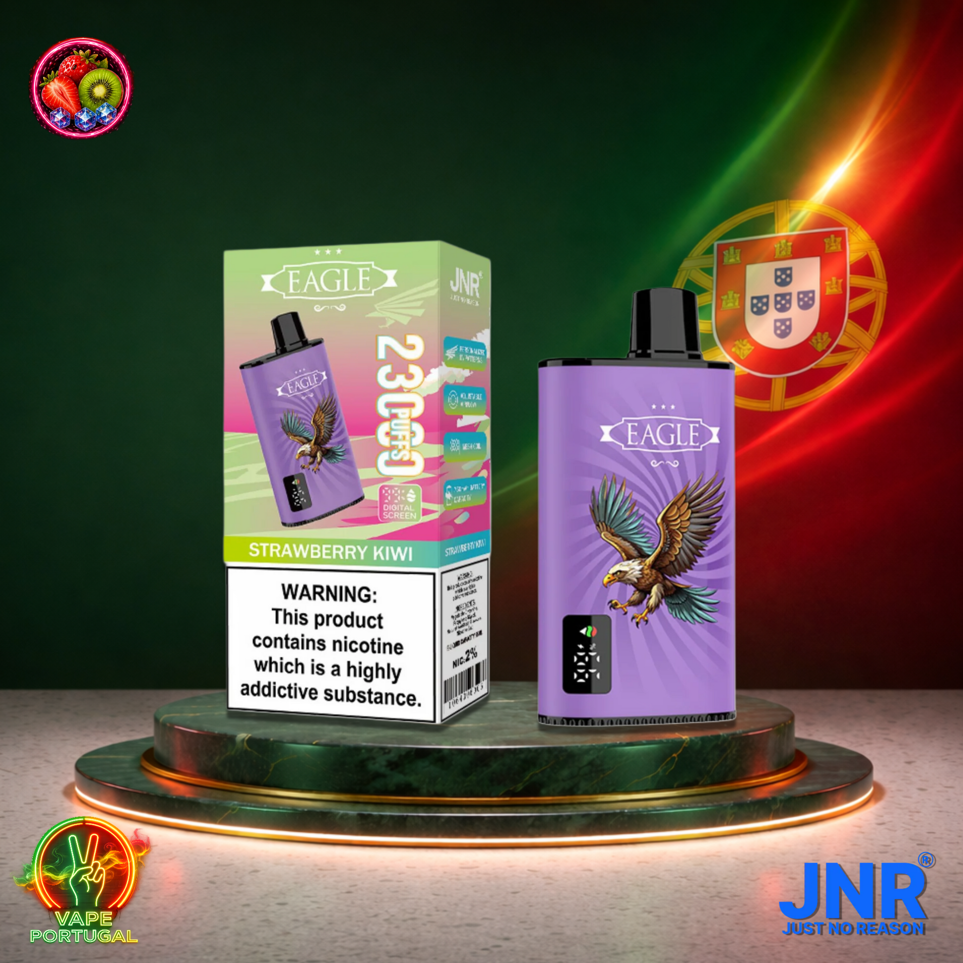 Vape descartável JNR Eagle 23K sabor Strawberry Kiwi 23000 puffs 23K tragadas mais barato