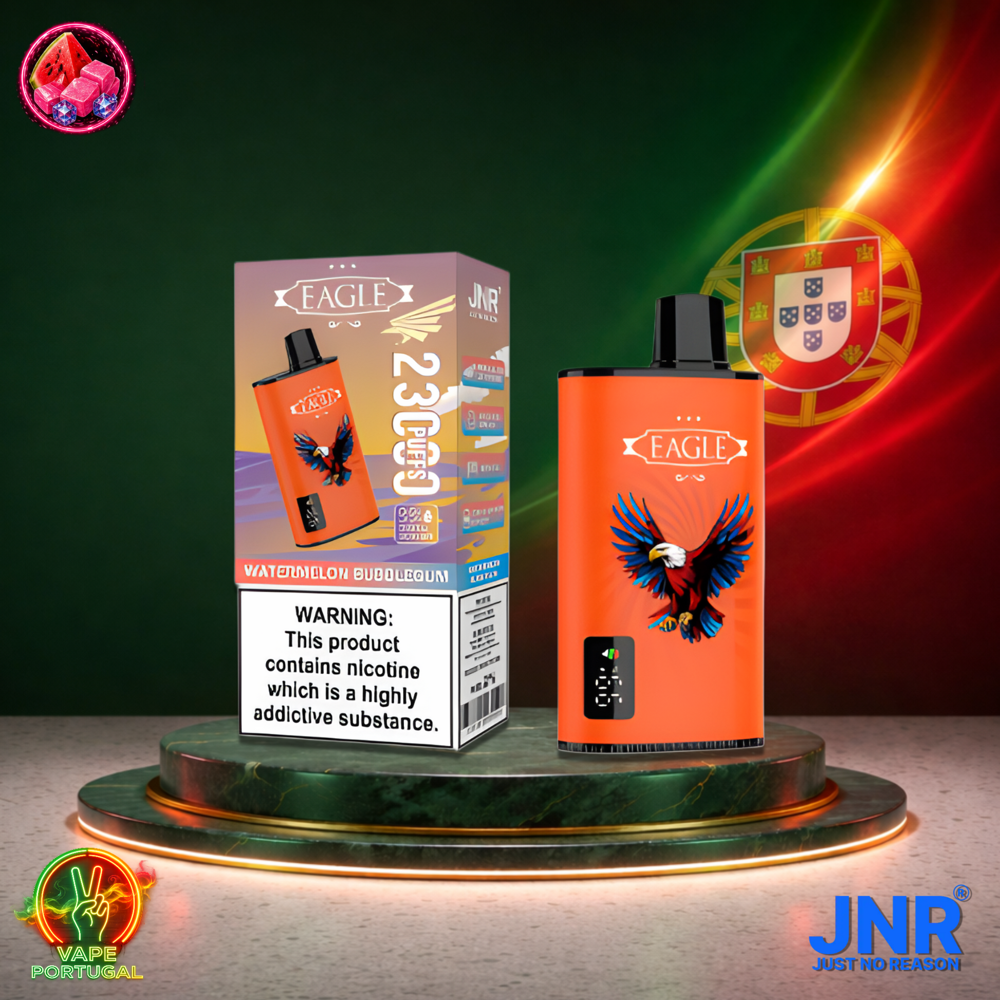 Vape descartável JNR Eagle 23K sabor Watermelon Bubblegum 23000 puffs 23K tragadas mais barato
