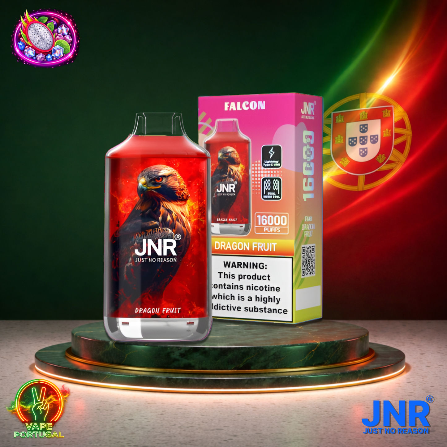 Vape descartável JNR Falcon 16K sabor Dragon Fruit 16000 puffs 16K tragadas mais barato