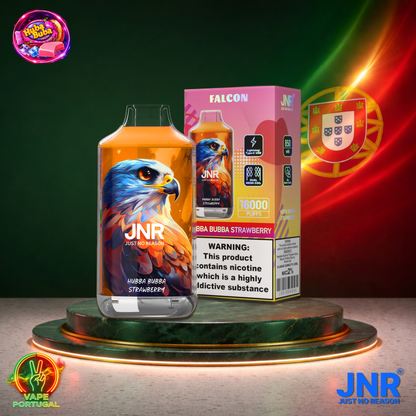 Vape descartável JNR Falcon 16K sabor Hubba Bubba Strawberry 16000 puffs 16K tragadas mais barato