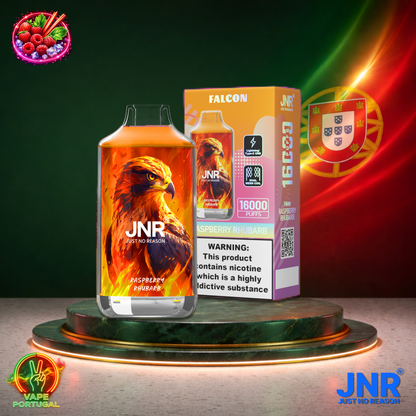 Vape descartável JNR Falcon 16K sabor Raspberry Rhubarb 16000 puffs 16K tragadas mais barato