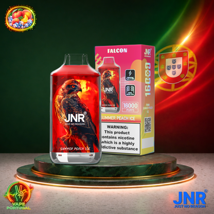 Vape descartável JNR Falcon 16K sabor Summer Peach Ice 16000 puffs 16K tragadas mais barato