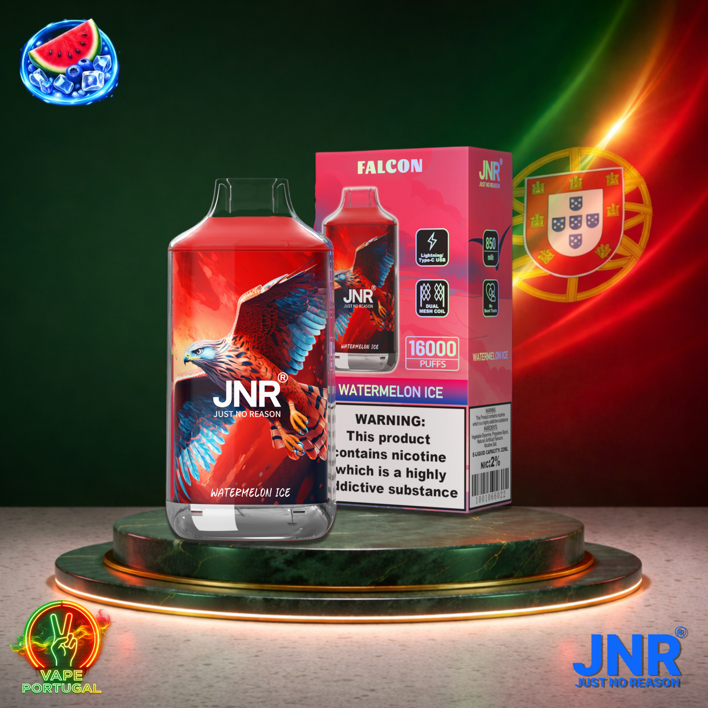 Vape descartável JNR Falcon 16K sabor Watermelon Ice 16000 puffs 16K tragadas mais barato