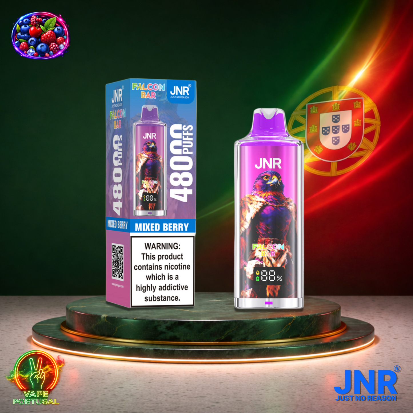 Vape descartável JNR Falcon Bar 48K sabor Mixed Berry 48.000 puffs 48K tragadas mais barato