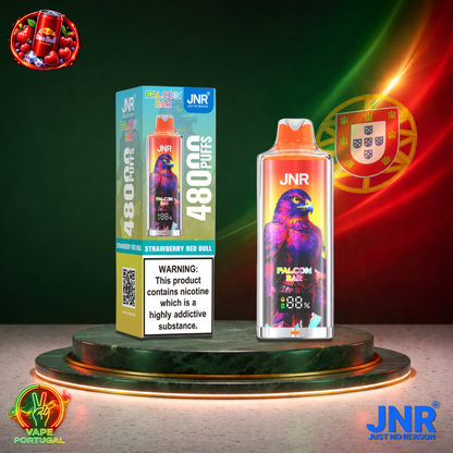 Vape descartável JNR Falcon Bar 48K sabor Strawberry Red Bull 48000 puffs 48K tragadas mais barato