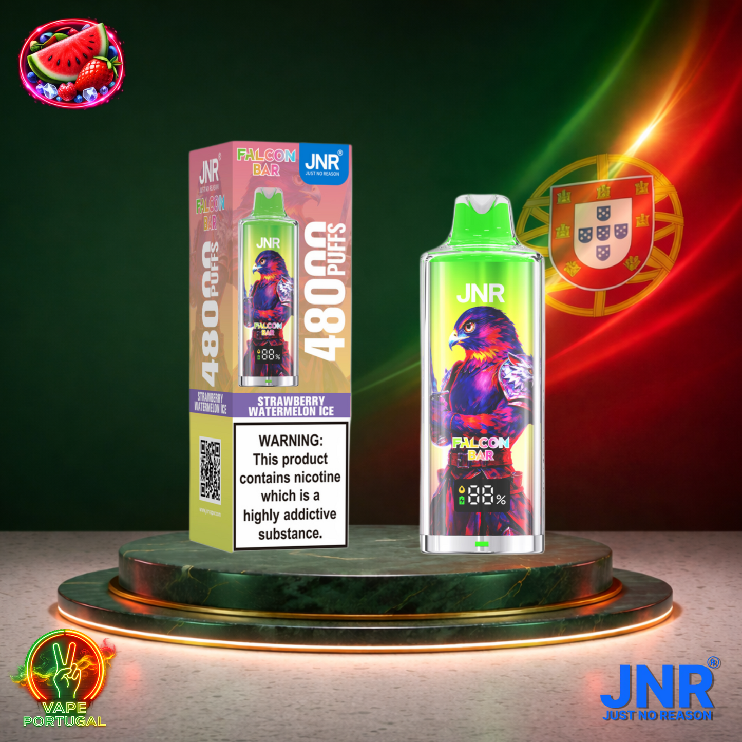 Vape descartável JNR Falcon Bar 48K sabor Strawberry Watermelon Ice 48000 puffs 48K tragadas mais barato