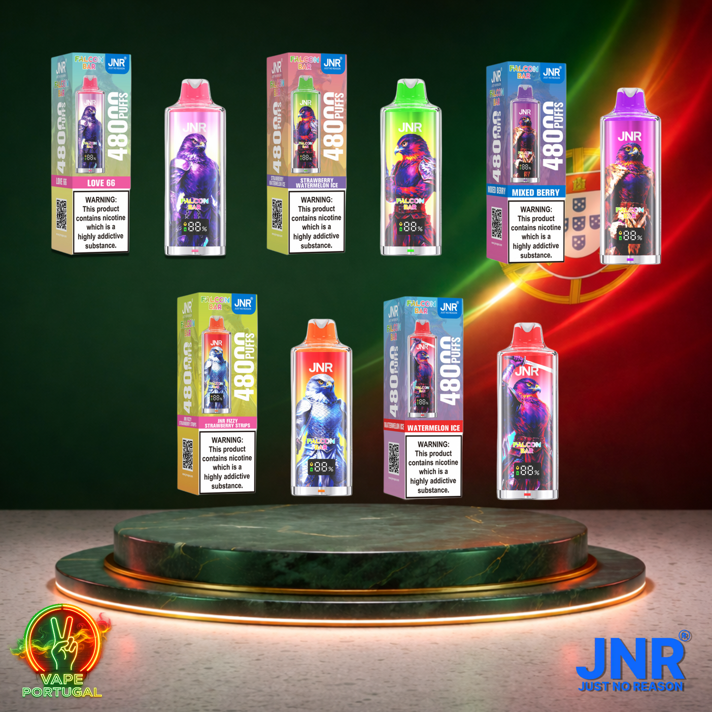 Vape descartável JNR Falcon Bar 48K sabor Vários Sabores 48000 puffs 48K tragadas mais barato