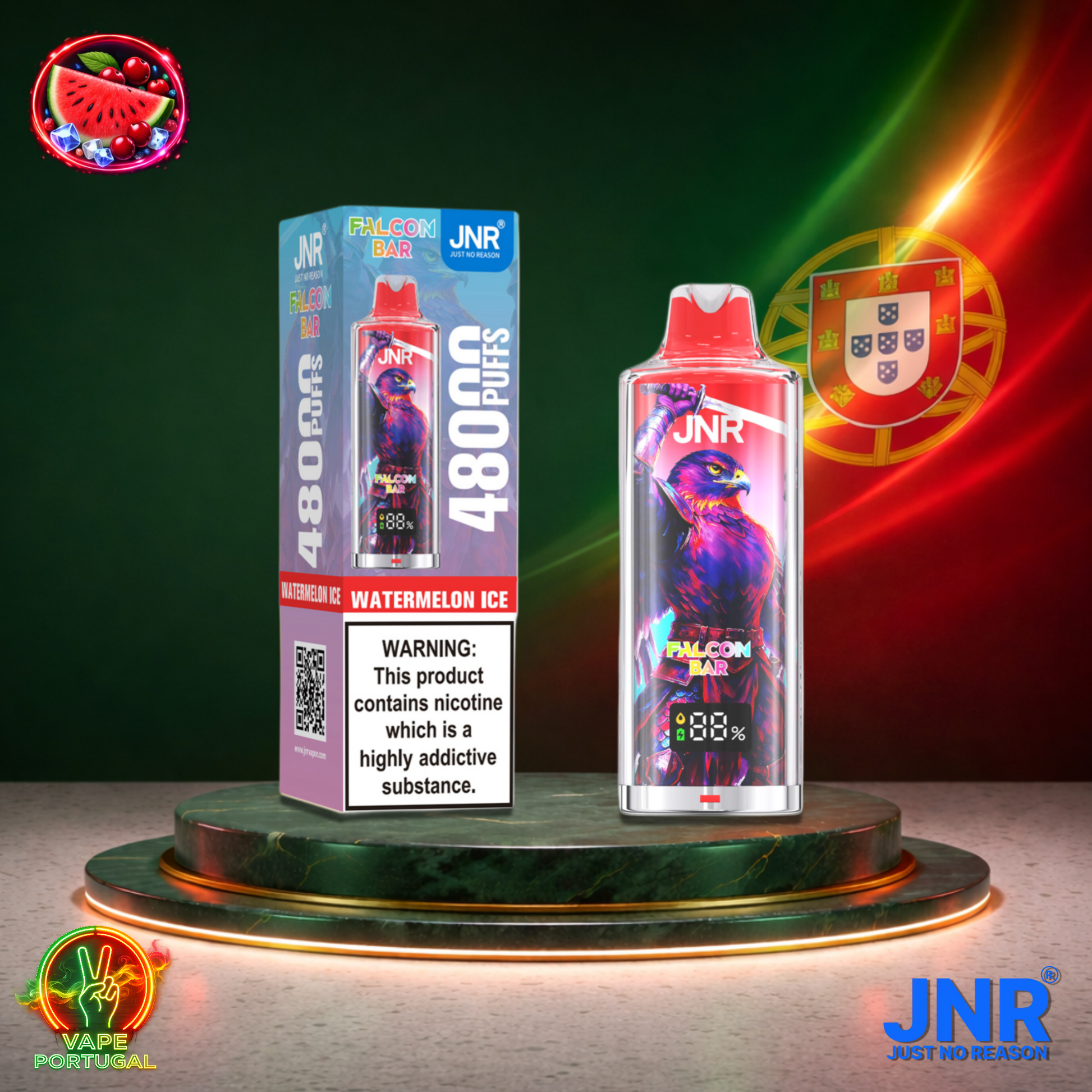 Vape descartável JNR Falcon Bar 48K sabor Watermelon Ice 48000 puffs 48K tragadas mais barato