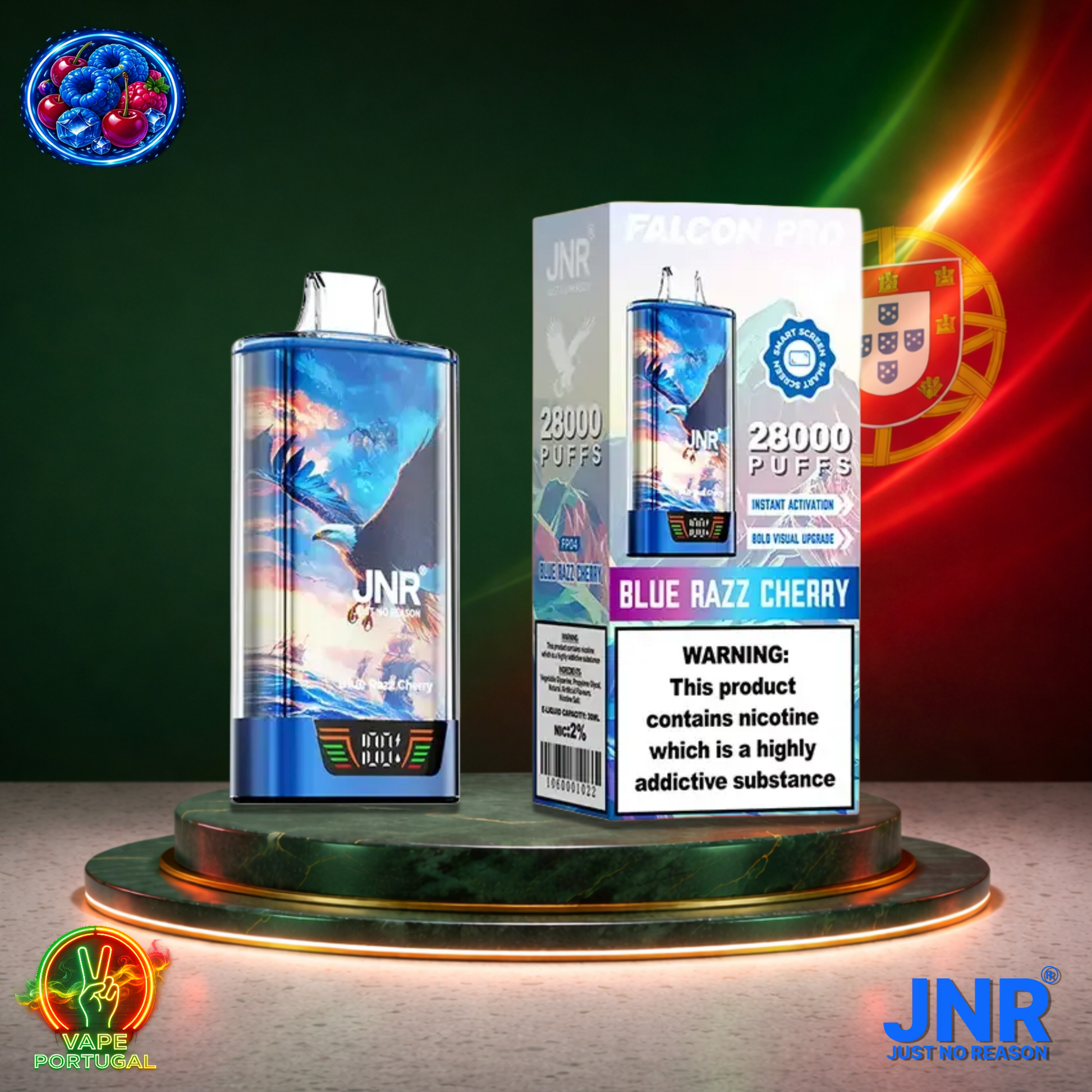 Vape descartável JNR Falcon Pro 28K sabor Blueberry Raspberry Cherry 28000 puffs 28K tragadas mais barato