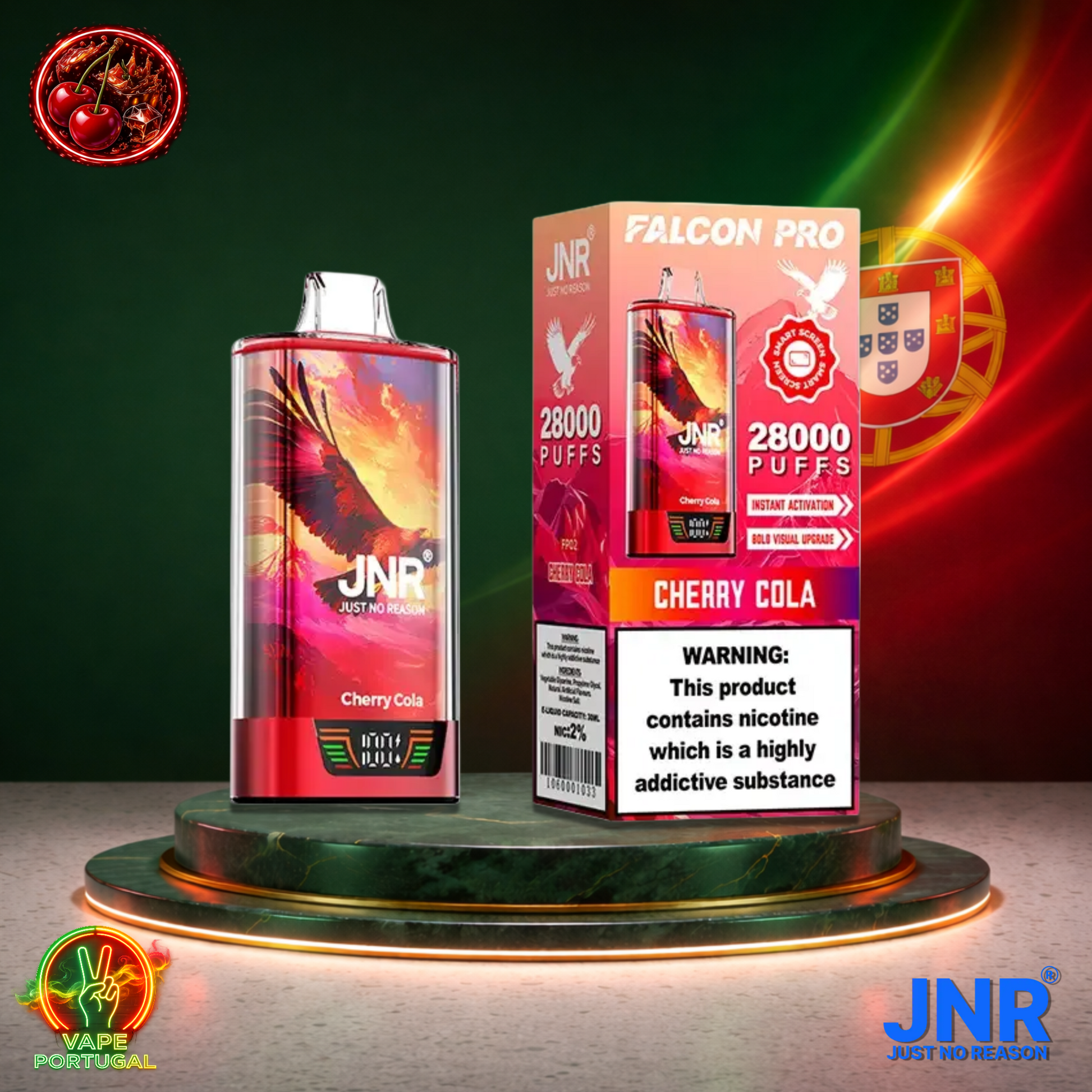 Vape descartável JNR Falcon Pro 28K sabor Cherry Cola 28000 puffs 28K tragadas mais barato