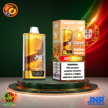 Vape descartável JNR Falcon Pro 28K sabor Juicy Peaches 28000 puffs 28K tragadas mais barato