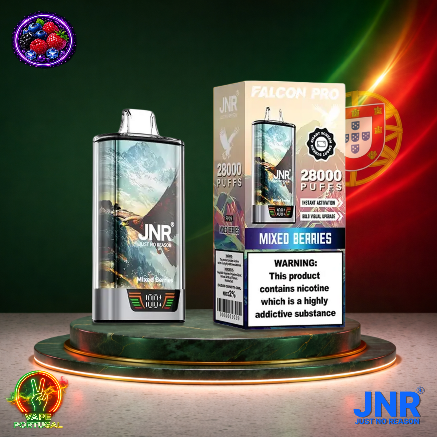 Vape descartável JNR Falcon Pro 28K sabor Mixed Berries 28000 puffs 28K tragadas mais barato