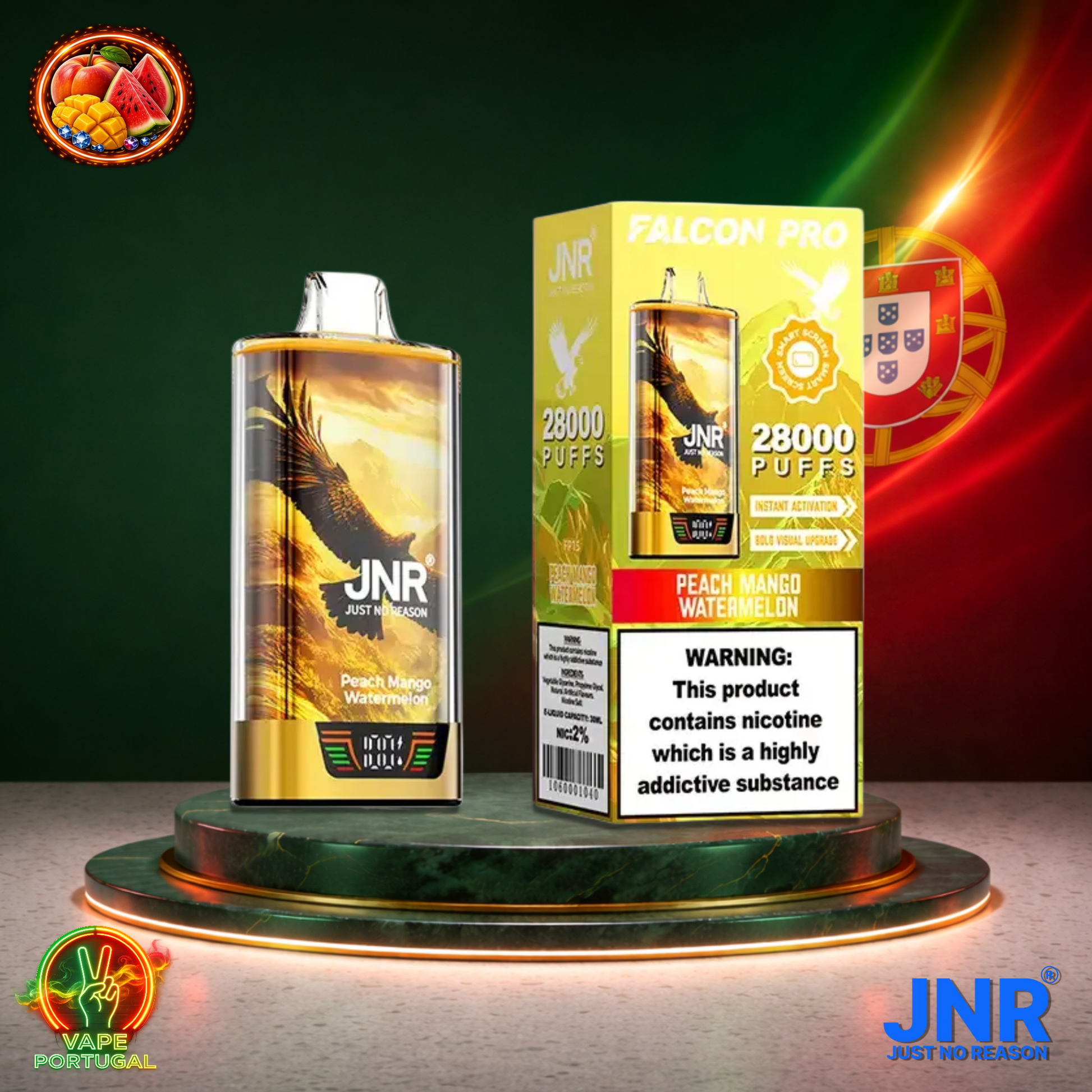 Vape descartável JNR Falcon Pro 28K sabor Peach Mango Watermelon 28000 puffs 28K tragadas mais barato