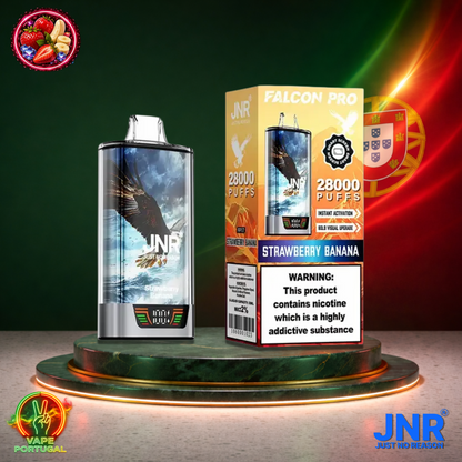 Vape descartável JNR Falcon Pro 28K sabor Strawberry Banana 28000 puffs 28K tragadas mais barato