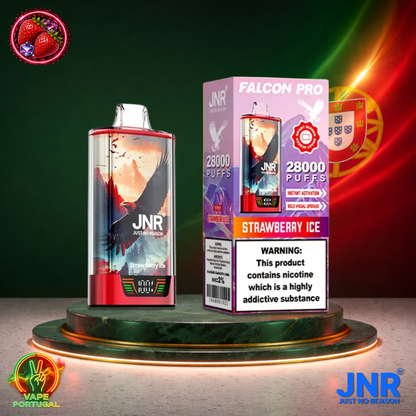 Vape descartável JNR Falcon Pro 28K sabor Strawberry Ice 28000 puffs 28K tragadas mais barato