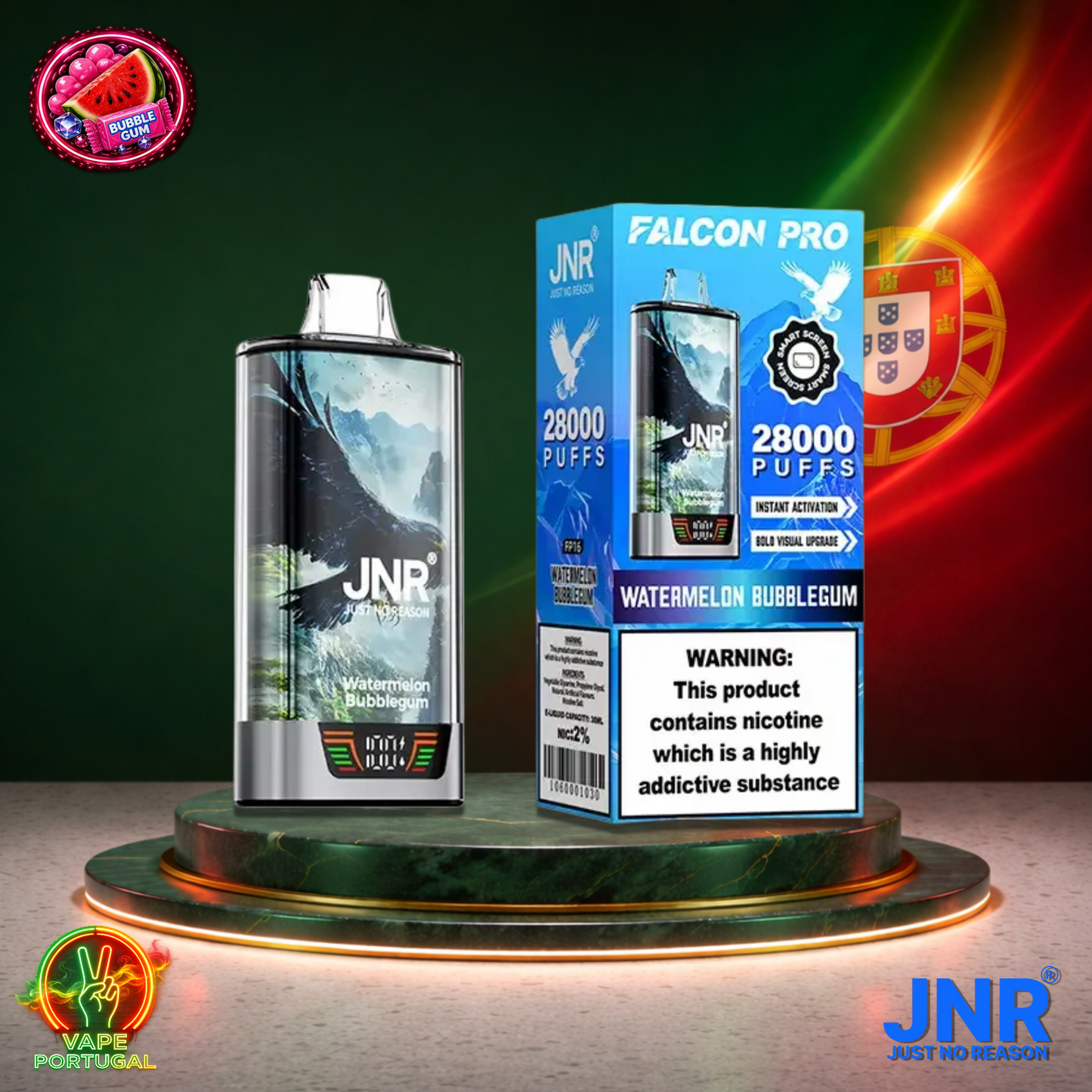Vape descartável JNR Falcon Pro 28K sabor Watermelon Bubblegum 28000 puffs 28K tragadas mais barato