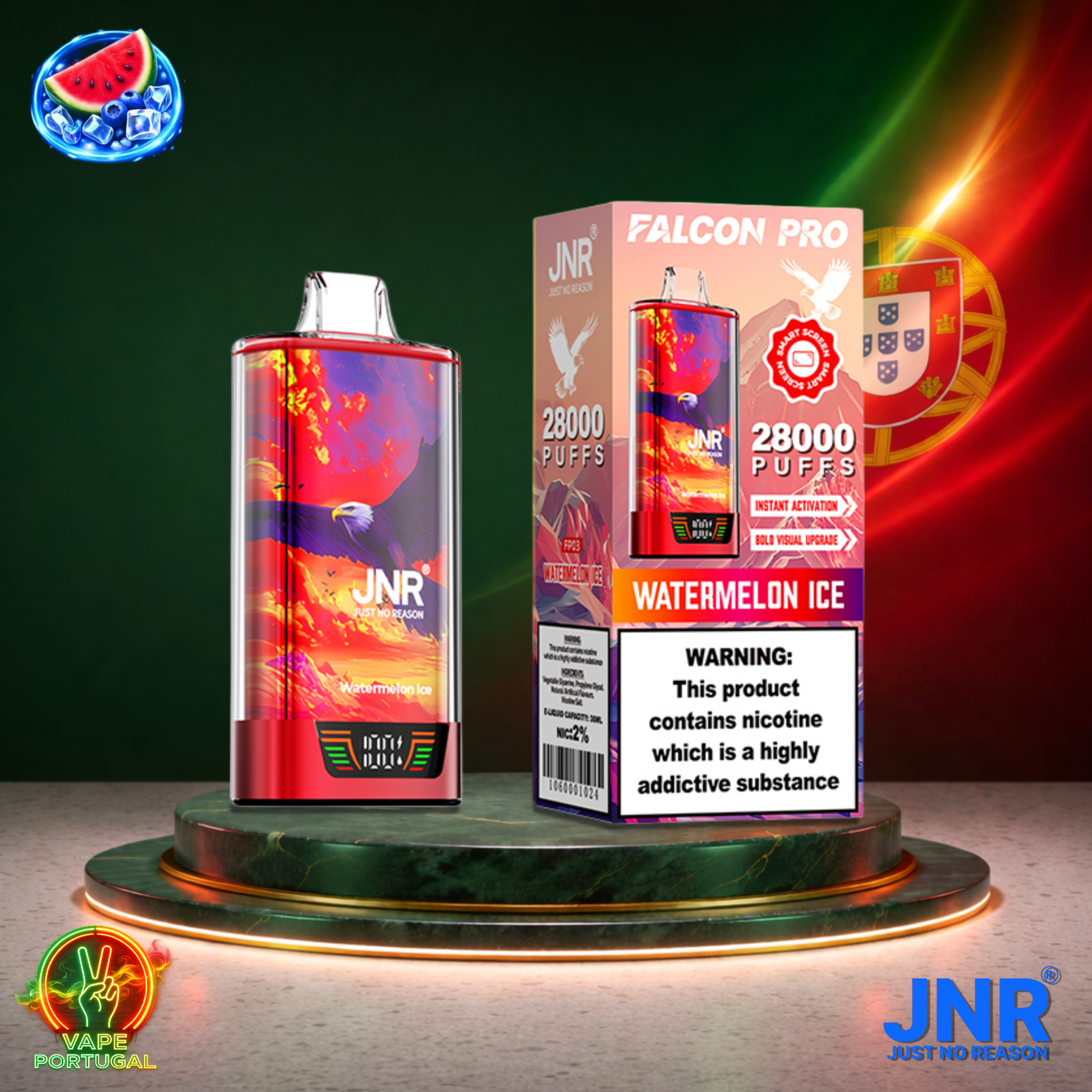 Vape descartável JNR Falcon Pro 28K sabor Watermelon Ice 28000 puffs 28K tragadas mais barato